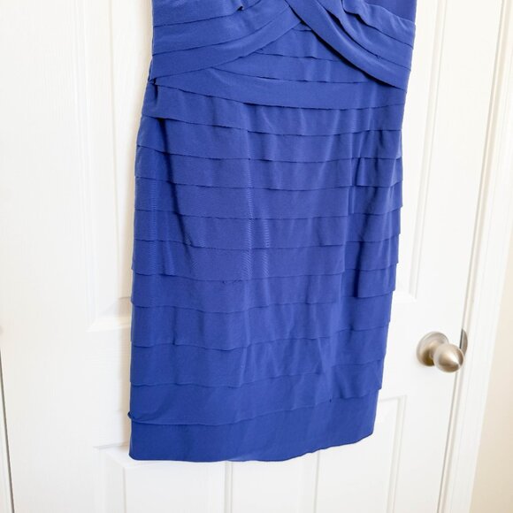 Jones Wear Blue Ruffle Bodycon Dress Size 10 Evening Wedding Party - Picture 4 of 13